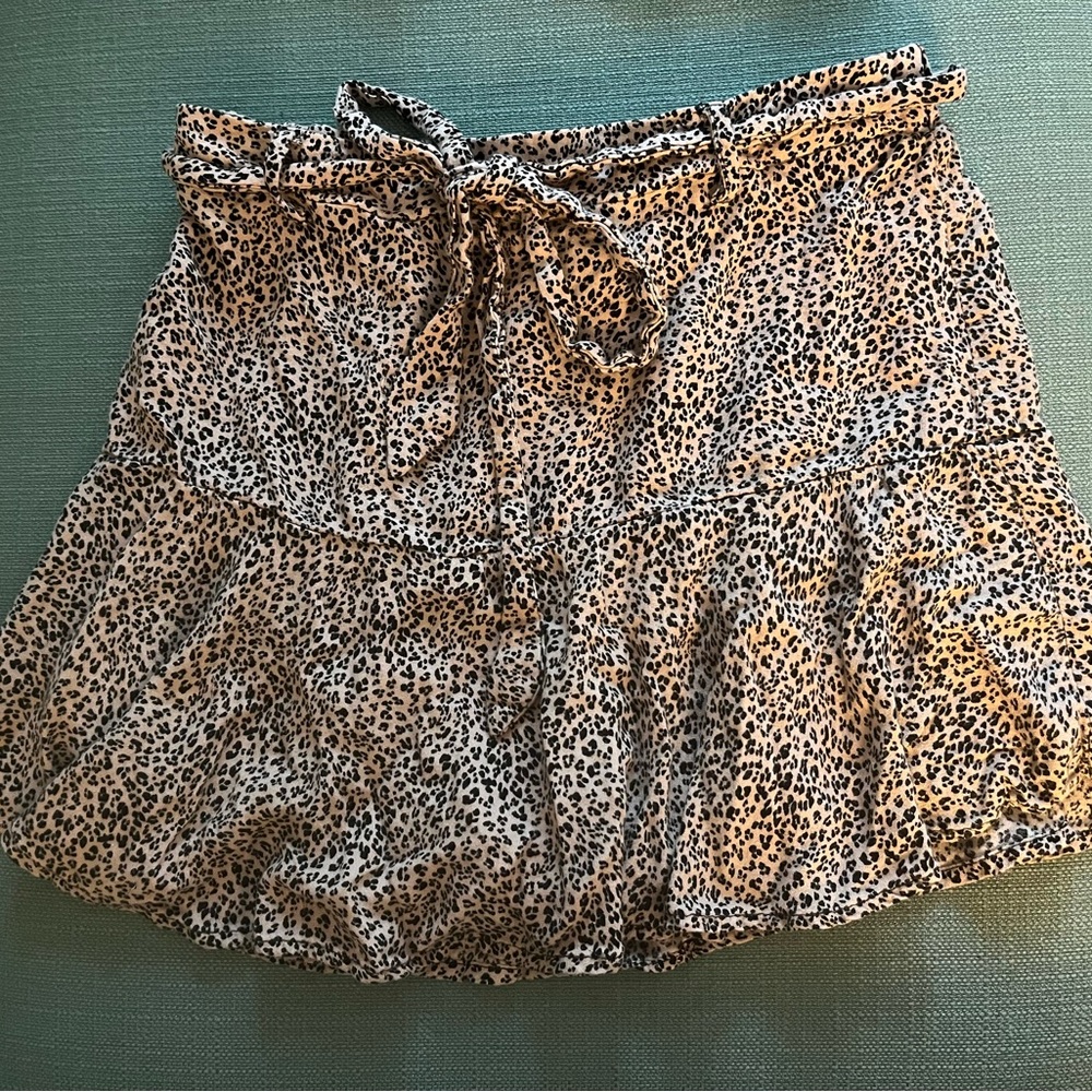 Girl 11/12 Leopard Print Skort with Tie Waist